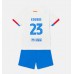 Barcelona Jules Kounde #23 Replika Babykläder Borta matchkläder barn 2023-24 Korta ärmar (+ Korta byxor)